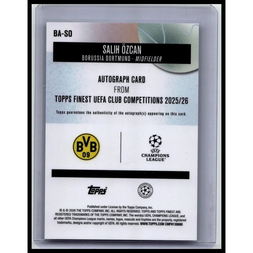 2025-26 Topps UEFA Club Competition Finest Salih Ozcan Auto #BA-SO Dortmund